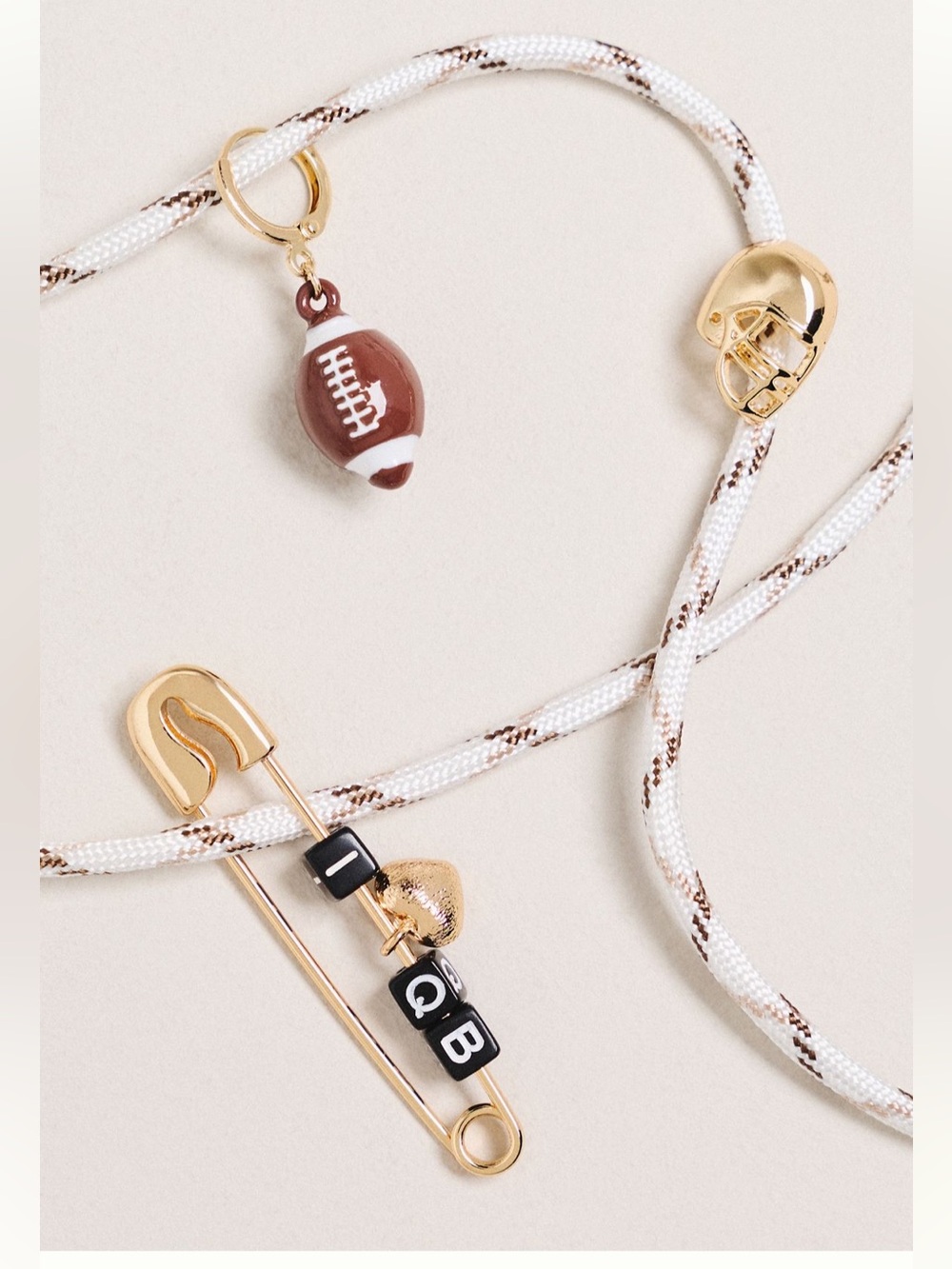 Anthropologie Shoe Charm & Laces Set Football Game Day NWT